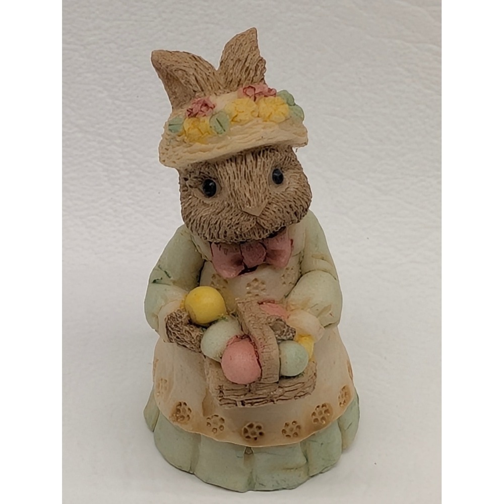 Vintage 1992 CPC Mini Easter Bunny Figurine Rabbit with Basket Eggs Tiny